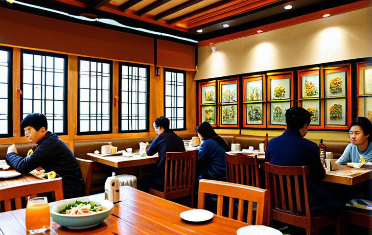 Korean Restaurant in Cairo**

"A cozy, fully clothed Korean restaurant interior in a bustling Cairo neighborhood. Tables are set with modest Korean dishes like Bibimbap and Kimchi. Warm lighting, appropriate attire on diverse patrons, safe for work, perfect anatomy, natural proportions, professional food photography, high quality, family-friendly."

**