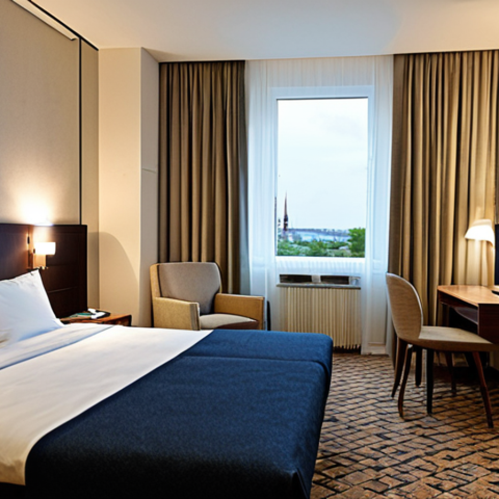 Safe Hotel Room Scene**

"A fully clothed traveler, looking relaxed, carefully placing valuables in a hotel room safe in a modern German hotel room, professional lighting, safe for work, appropriate content, perfect anatomy, natural proportions, family-friendly, tidy room, travel accessories visible, suitcase."

**