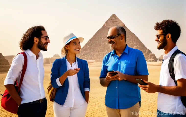 이집트 경제 구조와 산업 분석 - **Prompt: Giza Pyramids and Modern Tourism**
    "A vibrant, wide-angle shot capturing the majestic ...