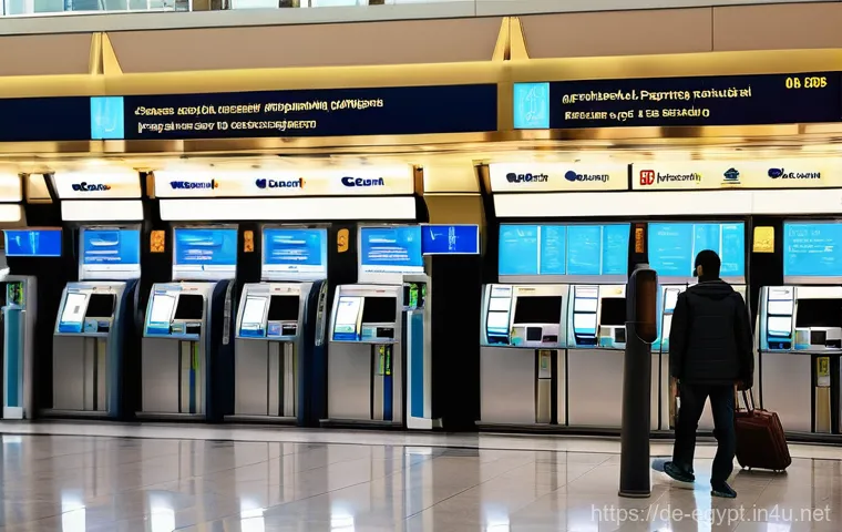 이집트 공항에서 환전하는 방법 - **"A modern traveler, dressed in comfortable, modest casual wear, stands in a brightly lit, bustling...