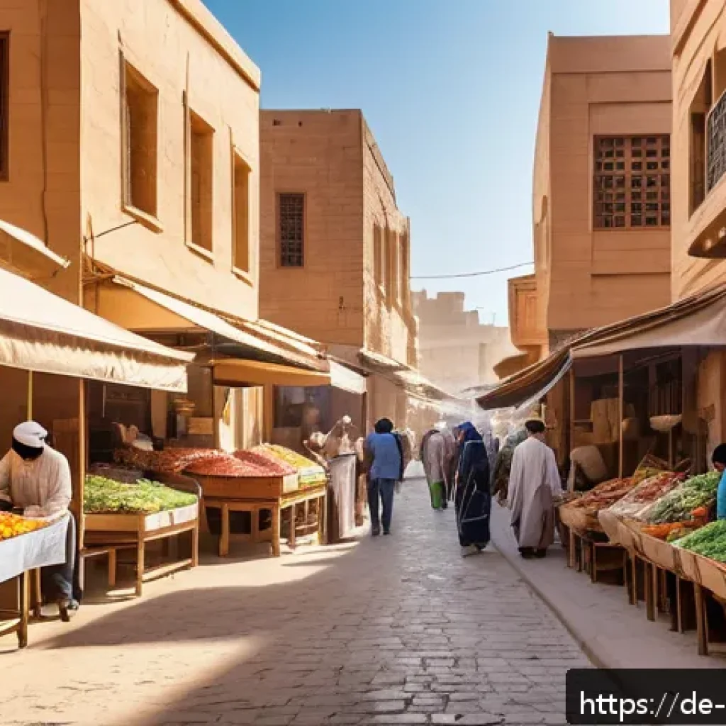 이집트에서 물가가 싼 지역 - A charming small Egyptian town street scene during golden hour, with traditional low-rise buildings ...