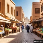 Home 18 이집트에서 물가가 싼 지역 - A charming small Egyptian town street scene during golden hour, with traditional low-rise buildings ...